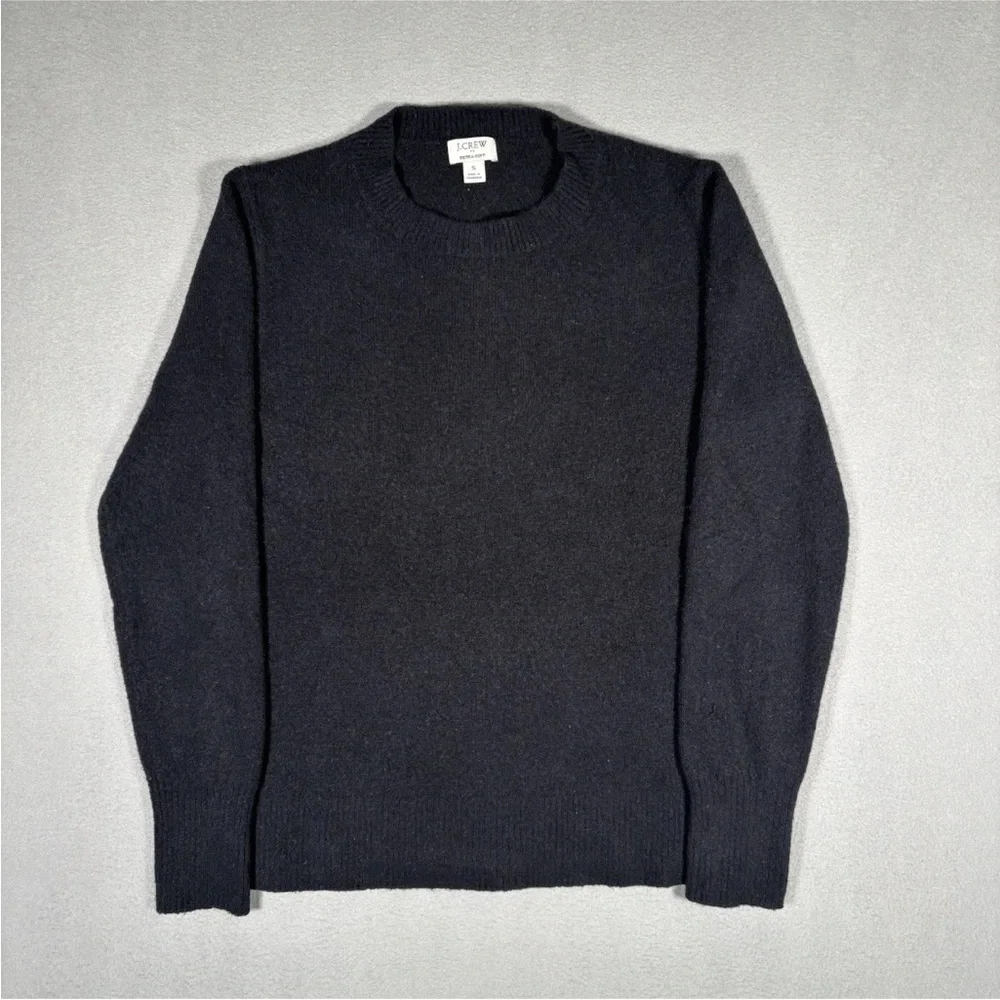 J.Crew Crewneck Sweater Women’s Small Black Wool Extra Soft Yarn Long Sleeve